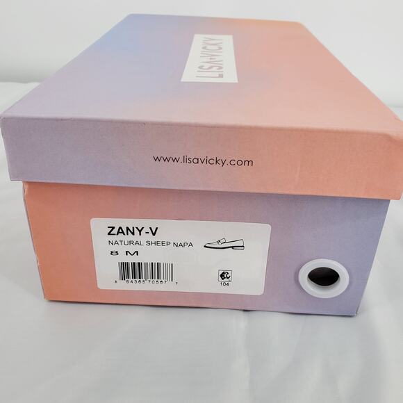 Lisa Vicky‎ Womens Size 8 Zany-V Loafers Natural Sheep Napa Leather New In Box - Picture 9 of 9
